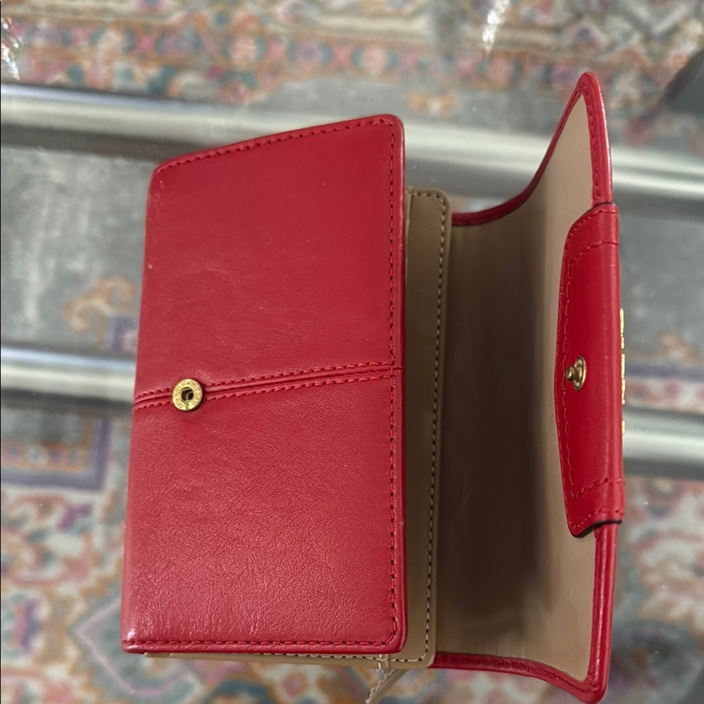Coach Red Leather Wallet with Gold Logo - Picture 3 of 5